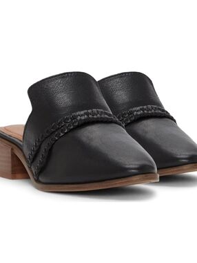 Lucky Brand Marisole Braided Block-Heel Clog Mules Black Leather Size 11